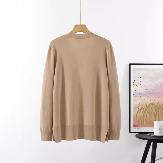 Damen lässiger Strickcardigan im minimalistischen Design EB