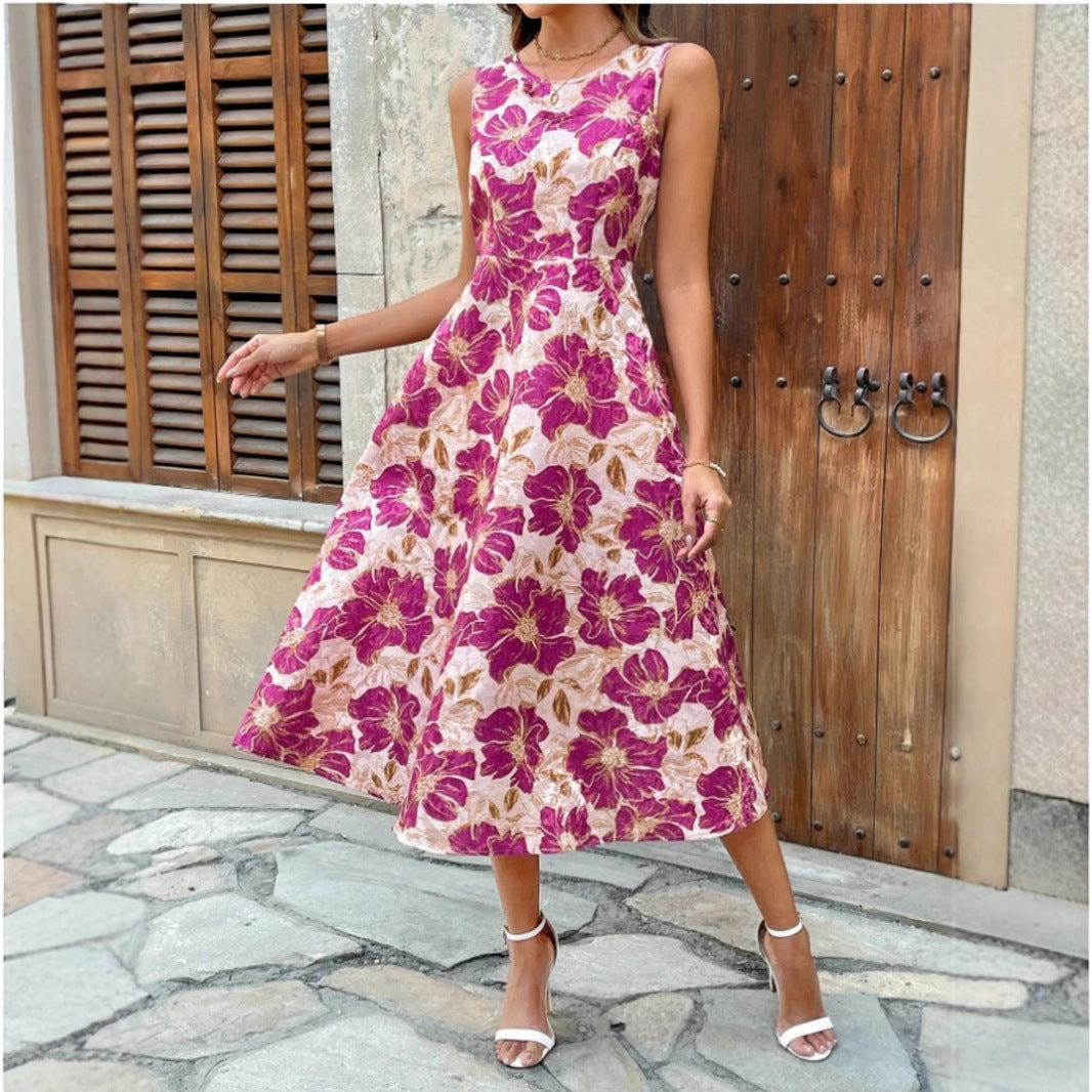 Damen Maxikleid mit floralem Design und elegantem A-Linien-Schnitt EB
