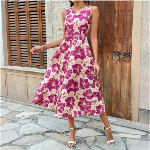 Damen Maxikleid mit floralem Design und elegantem A-Linien-Schnitt EB