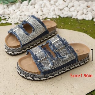 Damen Plattform-Sandalen mit modischem Doppelriemen EB