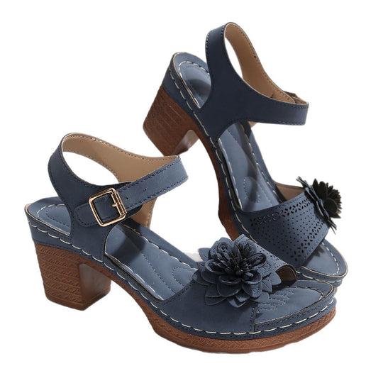 Damen modische Sandaletten mit Blumenapplikation EB