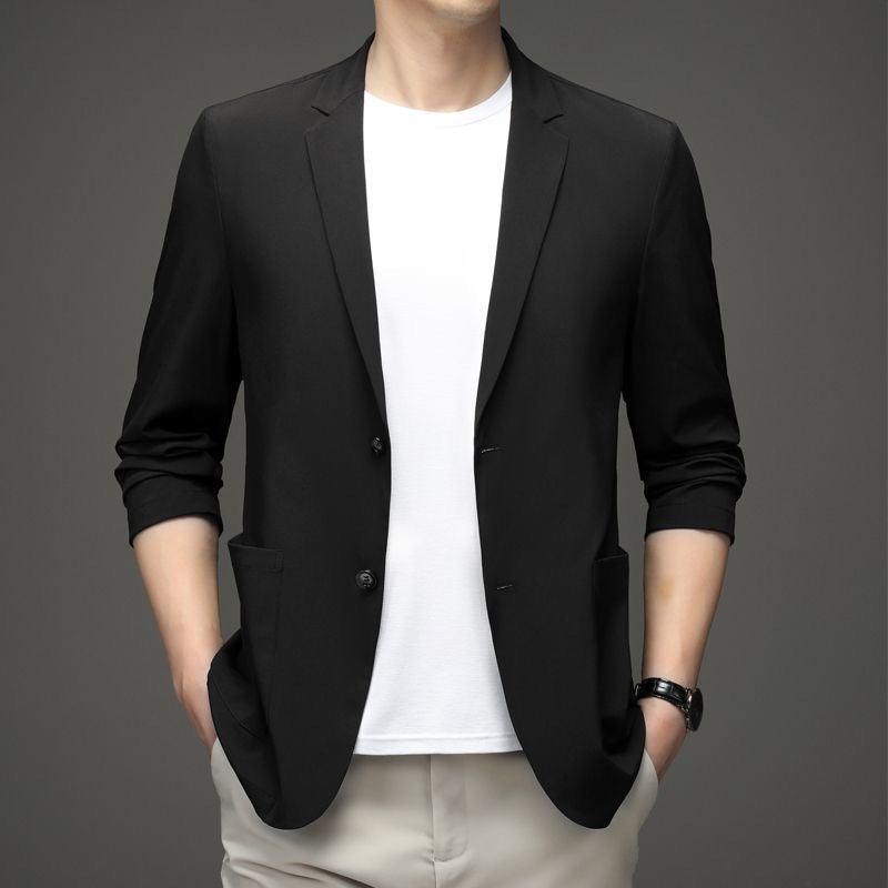 Herren Leichtes unstrukturiertes Jersey-Sakko mit Stretch und aufgesetzten Taschen EB