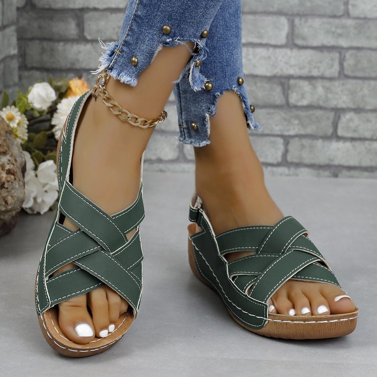 Damen Komfortable Sandalen mit gekreuzten Riemen EB