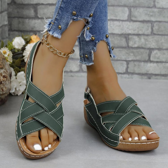 Damen Komfortable Sandalen mit gekreuzten Riemen EB