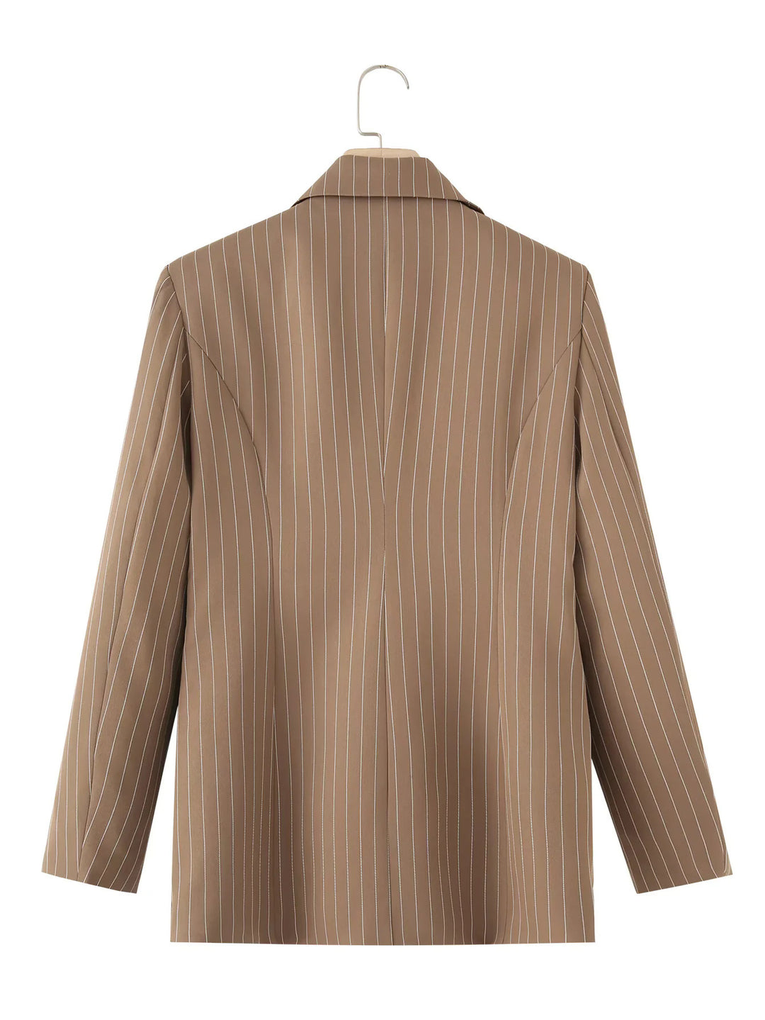 Damen modische Blazerjacke mit asymmetrischem Kragen und eleganten Nadelstreifen EB