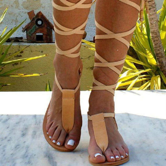 Damen elegante Zehensandalen mit verstellbaren Bändern EB
