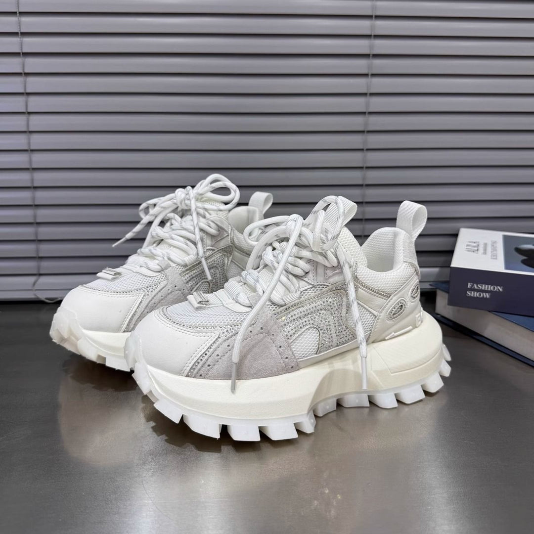 Damen Sportliche Chunky-Sneaker mit dicker Plattform und atmungsaktiver Oberflächenstruktur EB