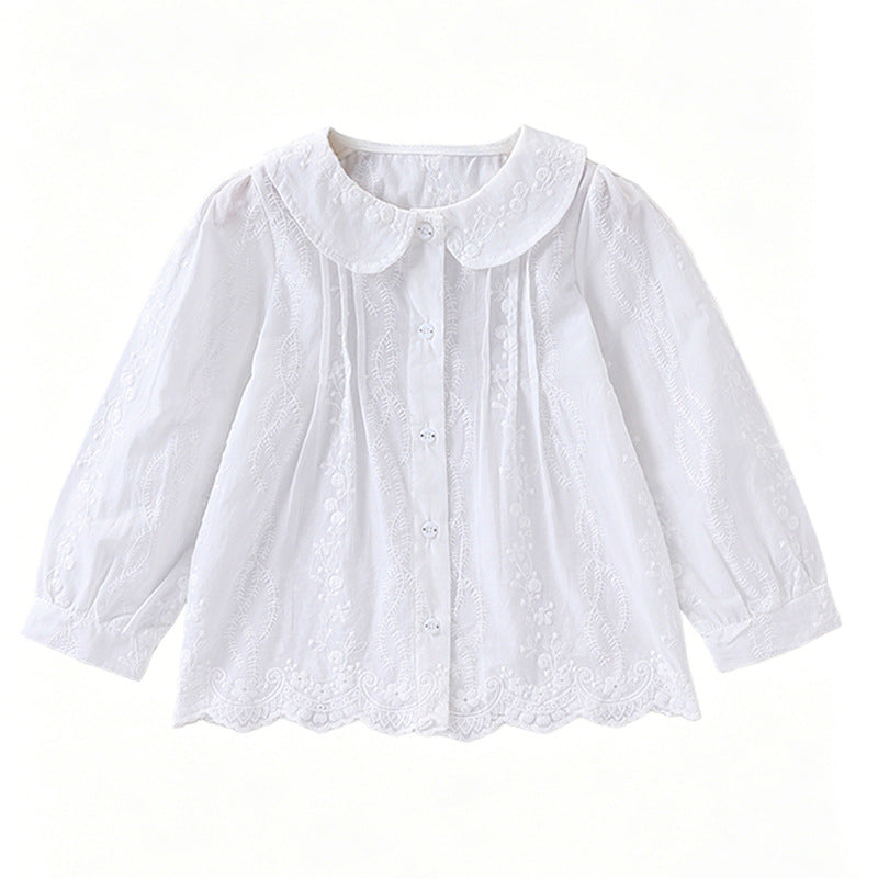 Mädchen elegante Bluse mit floralen Verzierungen EB