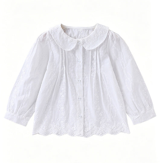 Mädchen elegante Bluse mit floralen Verzierungen EB