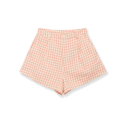 Damen Karierte Shorts mit hohem Bund und schickem Schnitt EB