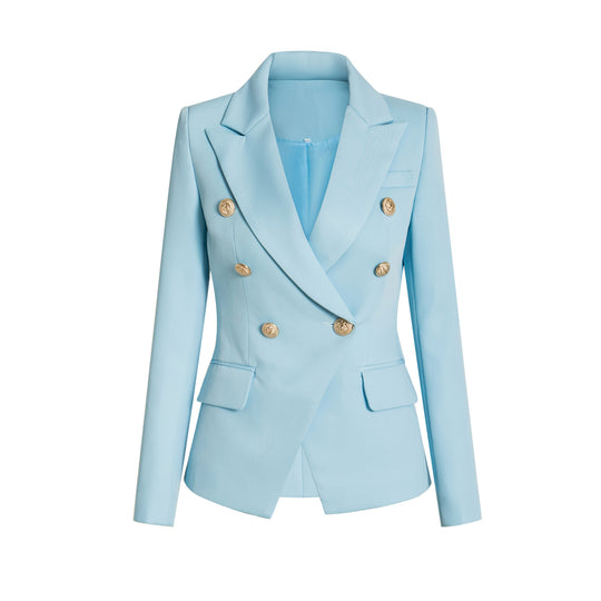 Damen Elegante Doppelreihige Blazerjacke mit goldenen Knöpfen EB