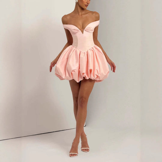Damen Elegantes Ballkleid mit schulterfreiem Ausschnitt und voluminösem Rock EB