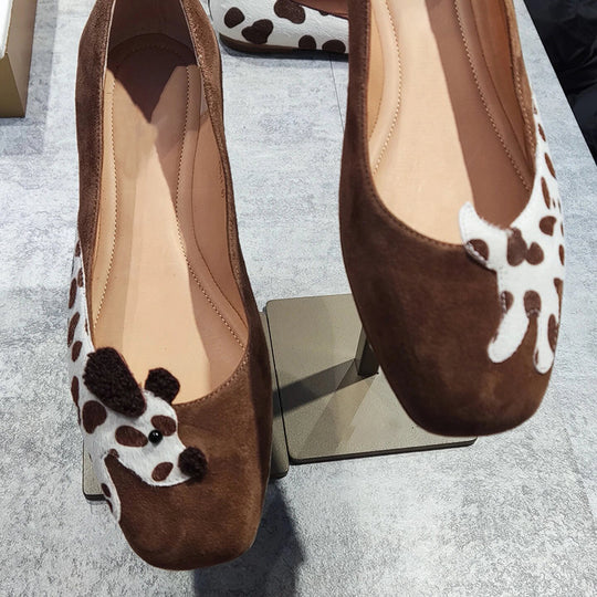 Damen Elegante und verspielte Ballerinas mit tierischen Applikationen EB