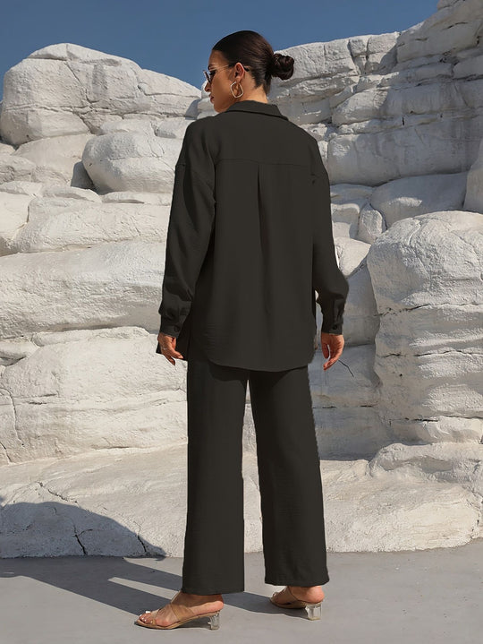 Damen elegantes und lässiges Loungewear-Set mit lockerer Passform EB
