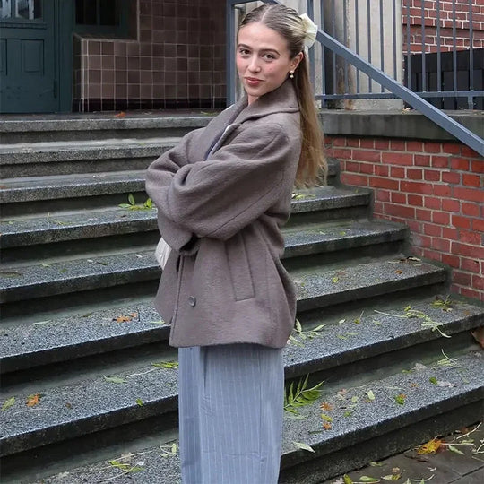 Damen Oversized Wollmantel EB