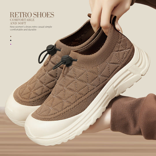 Damen Ultraleichte Slip-On Sneakers mit elastischem Ansatz und rutschfester Sohle EB