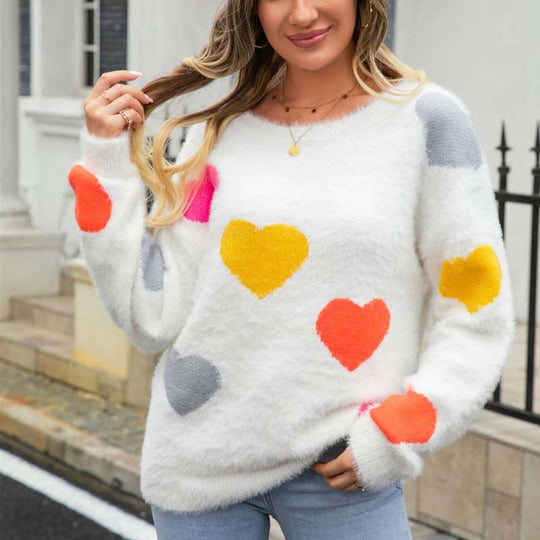 EB | Strickpullover Mit Süßem Herzmuster