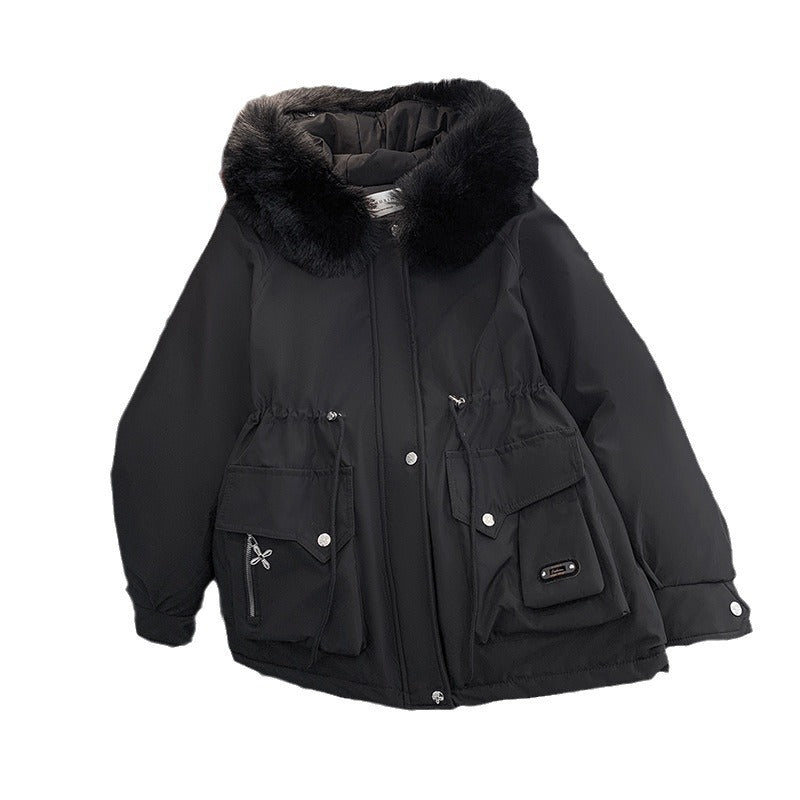Damen Winterjacke mit abnehmbarem Kunstpelzkragen und praktischen Taschen EB