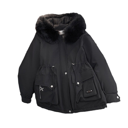 Damen Winterjacke mit abnehmbarem Kunstpelzkragen und praktischen Taschen EB