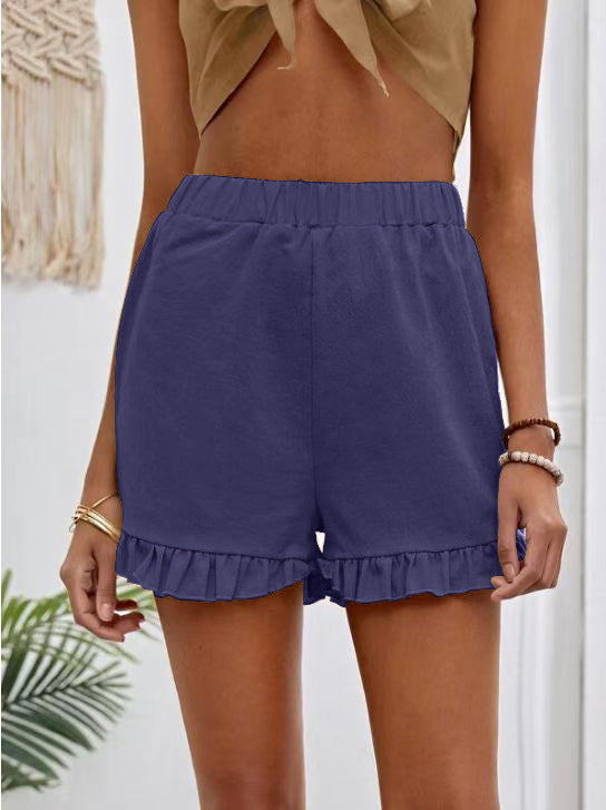 Damen Shorts mit voluminösem Rüschensaum und elastischem Bund EB