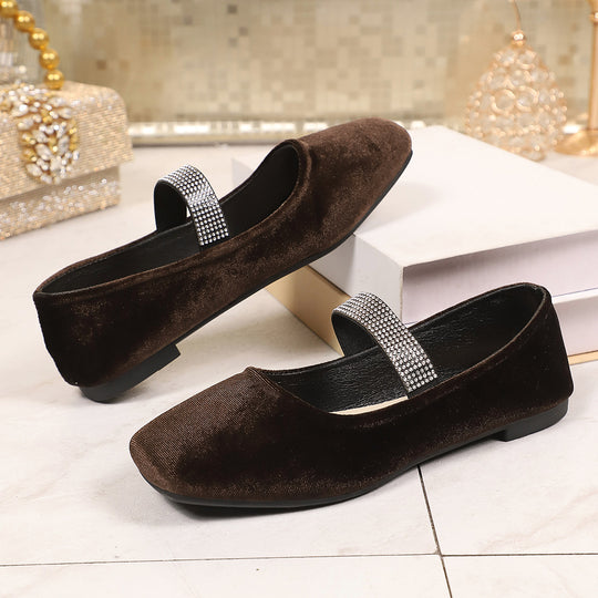 Damen Ballerinas mit glamourösem Riemchen und glitzerndem Schmuckdetail EB
