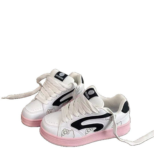 Damen Modische Sneakers mit floralen Motiv und bequemer Dämpfung EB