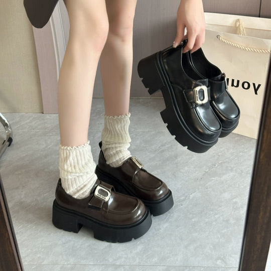 Damen Chunky Schnürschuhe mit modischer Schnallen-Applikation EB