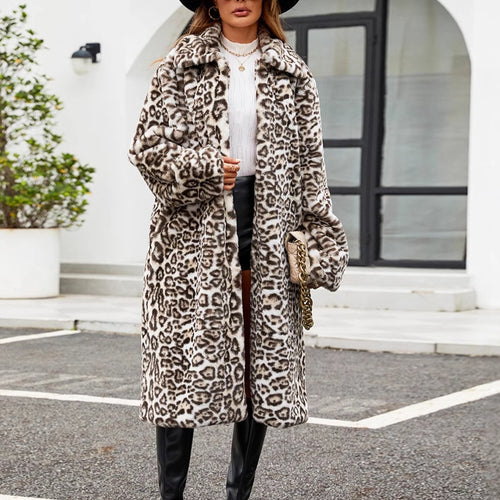 Damen Eleganter Kunstpelzmantel EB
