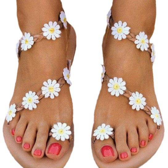 Damen Zehentrenner-Sandalen mit floralen Details und ergonomischem Fußbett EB