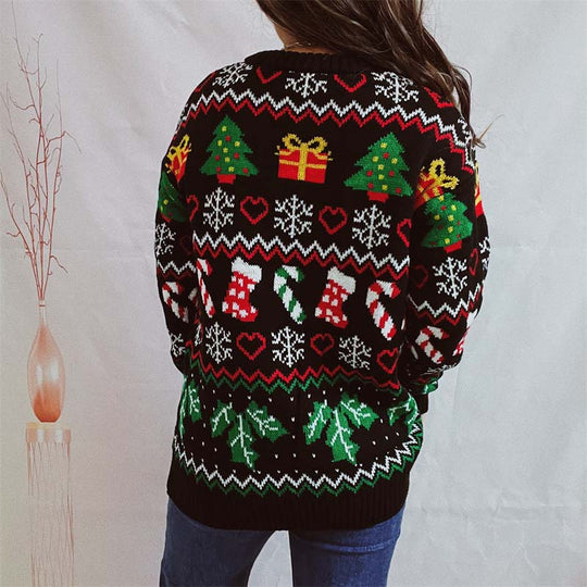 EB | Weihnachtlicher Strickpullover Mit Schneeflockenmotiv