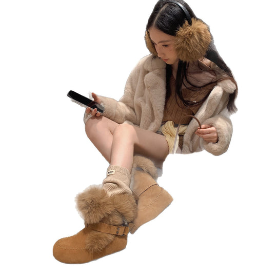 Damen kuschelige Winterboots mit weichem Innenfutter und modischem Fellrand EB