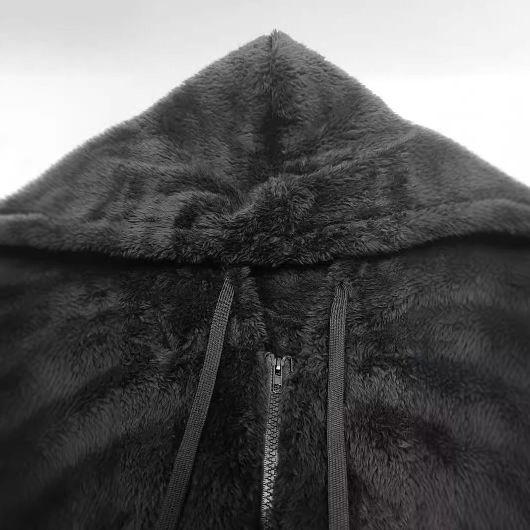 Damen kuschelige Fleecejacke mit Kapuze und seitlichen Taschen EB