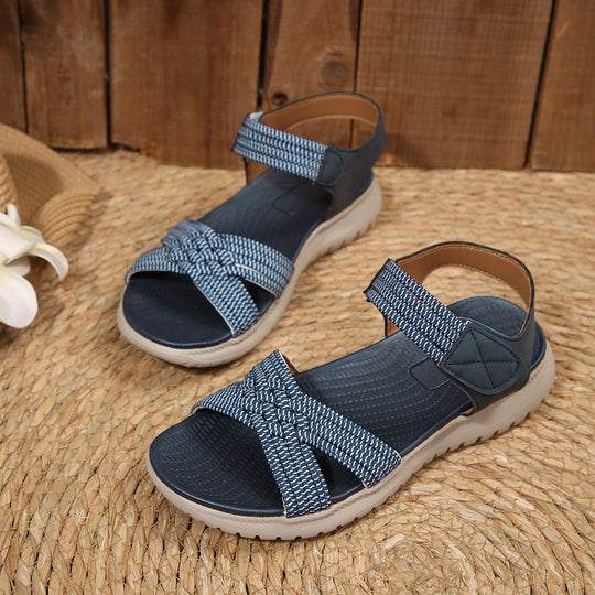 Damen komfortable Riemensandalen mit verstellbarem Klettverschluss EB