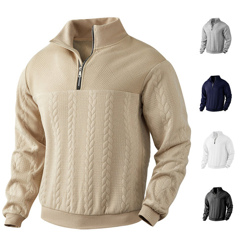 Herren Sweatshirt mit halbhohem Reißverschluss und strukturiertem Design EB