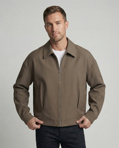 Herren Oversize-Blouson mit Hemdkragen, durchgehendem Reißverschluss und seitlichen Eingrifftaschen EB
