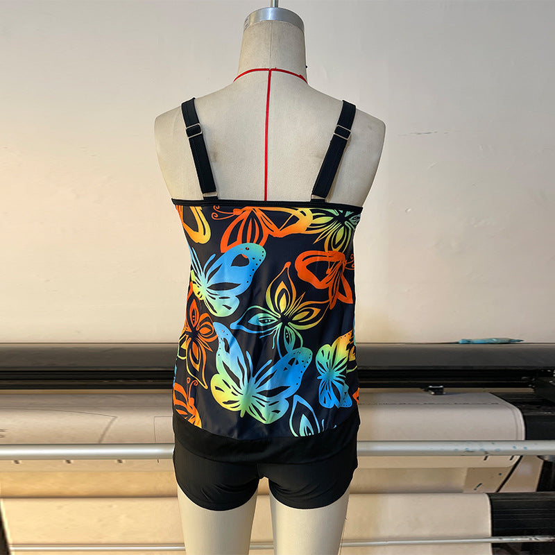 Damen Tankini mit modischem Blumenmuster und regulierbaren Trägern EB