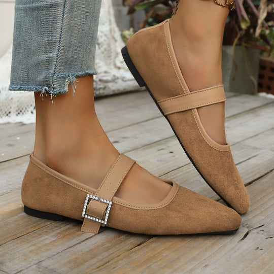 Damen Elegante und bequeme Ballerinas mit verstellbarem Riemen EB