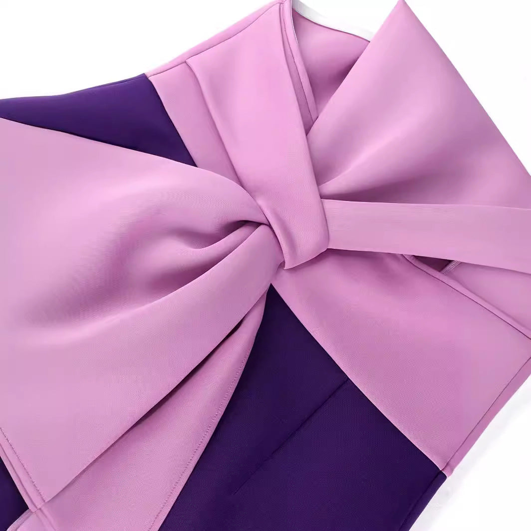 Damen figurbetontes Cocktailkleid mit schulterfreiem Design und Farbverlauf EB