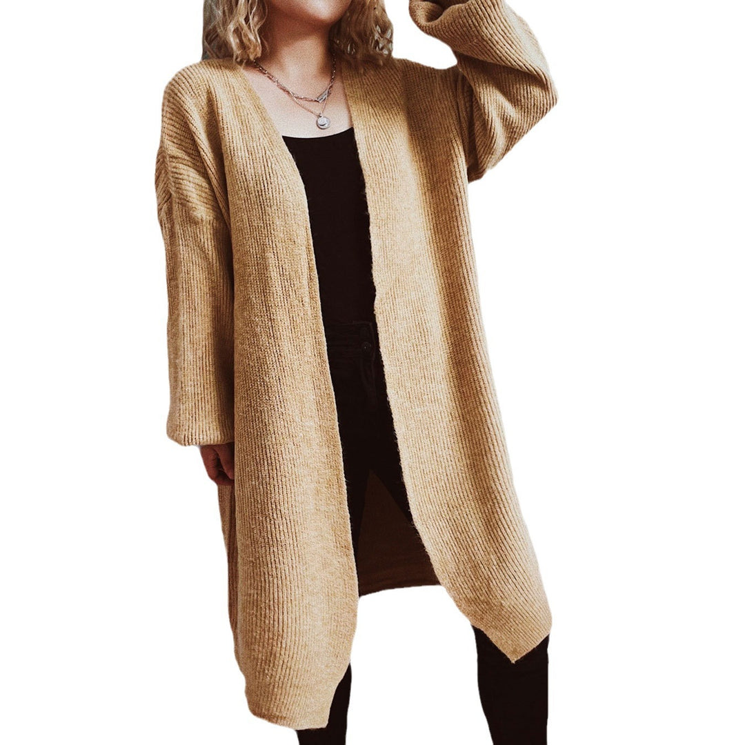 Damen lässiger Strickcardigan mit lässigen Oversize-Ärmeln und offenem Schnitt EB