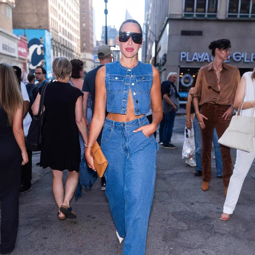 Damen Denim Weste mit stilvollen Taschen und klassischem Knopfverschluss EB