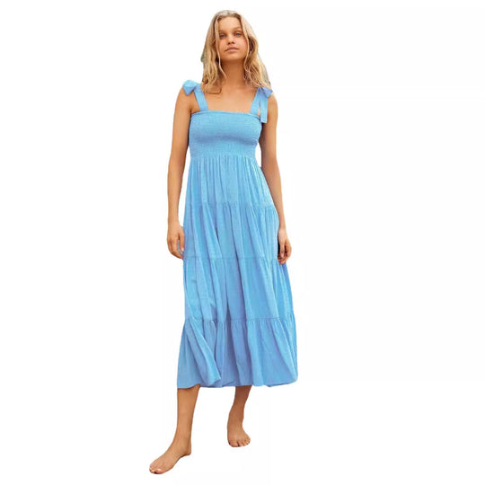Damen Maxi Kleid mit fließendem Schnitt und verstellbaren Trägern EB