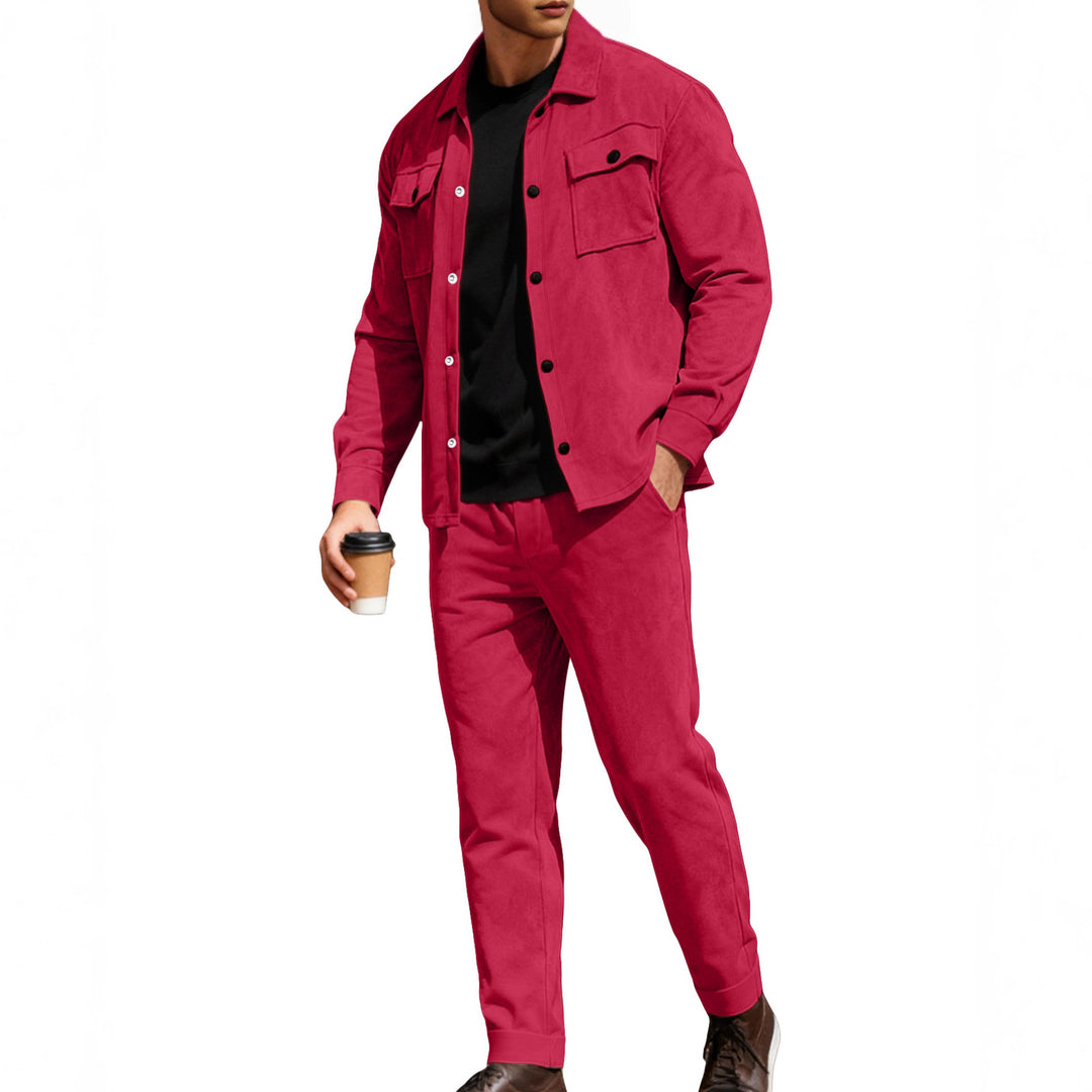 Herren nan Shirtjacke mit Pattentaschen und gerade geschnittene Chinohose EB