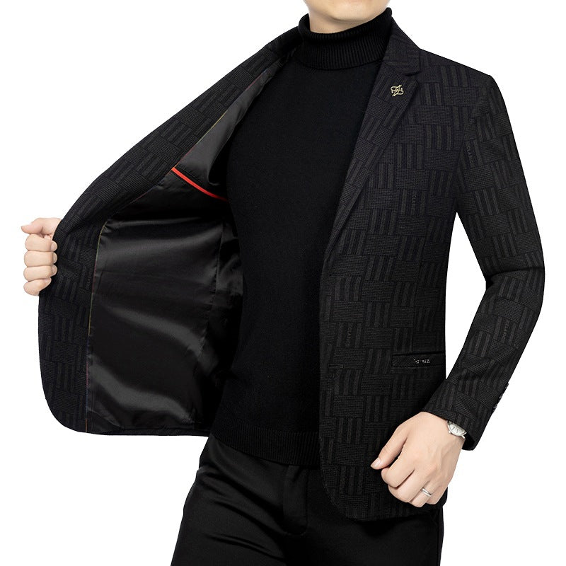 Herren Modernes Einreihiges City-Blazer mit aufgesetzten Taschen und leichter Halbfütterung EB