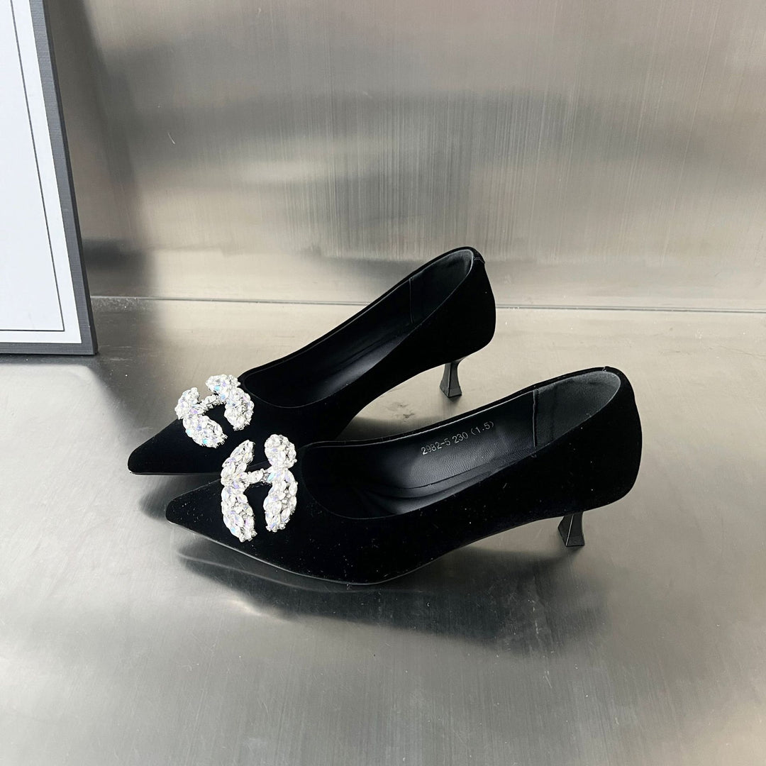 Damen Elegante Pumps mit glamourösem Strassbesatz EB