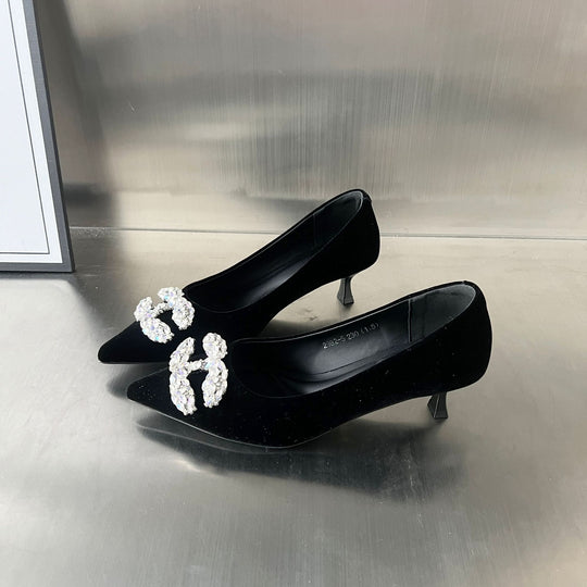 Damen Elegante Pumps mit glamourösem Strassbesatz EB