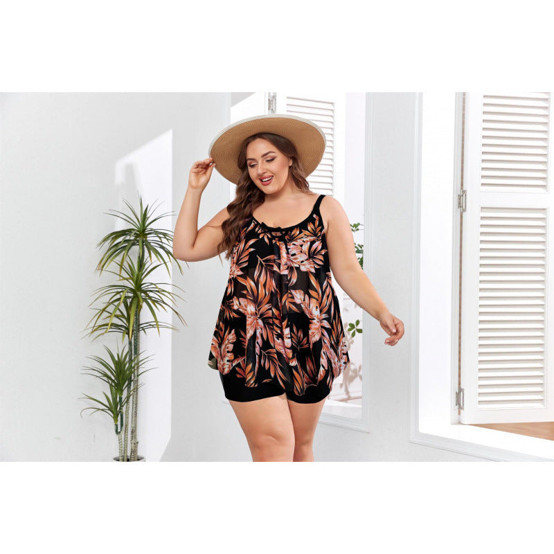 Damen Tankini-Set mit floralem Oberteil und figurbetonendem Unterteil EB