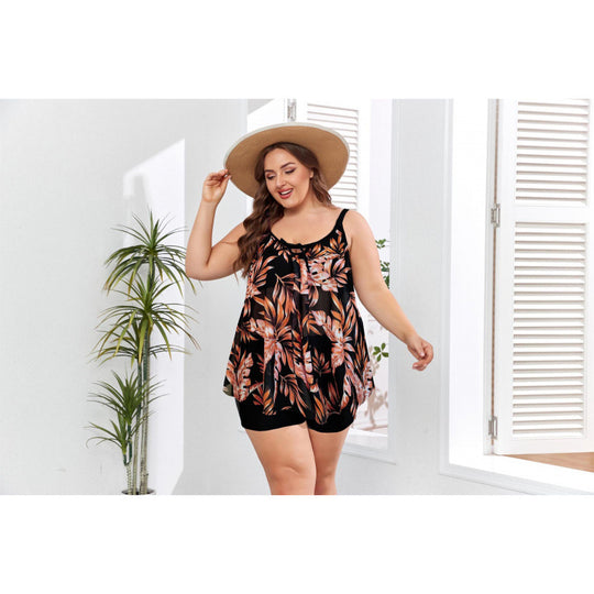 Damen Tankini-Set mit floralem Oberteil und figurbetonendem Unterteil EB