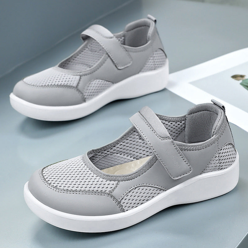 Damen Komfortable Slip-On Freizeitschuhe mit verstellbarem Klettverschluss EB