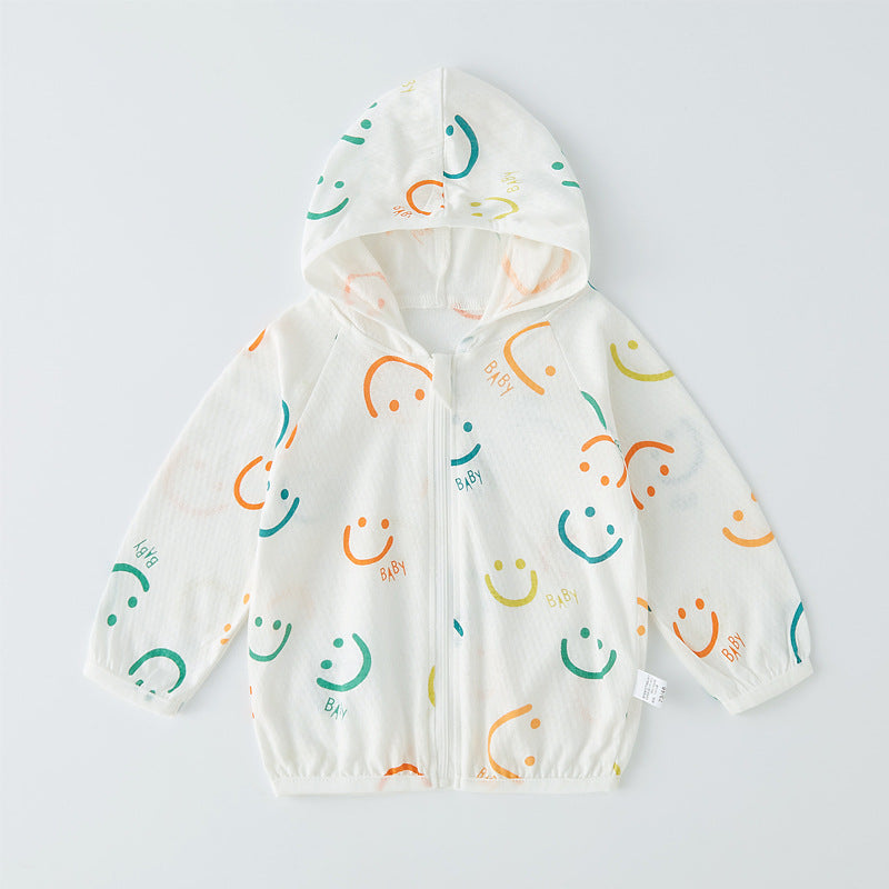 Unisex nan leichte atmungsaktive Kapuzen-Zip-Jacke aus Musselin für Babys mit Hasenmotiv EB