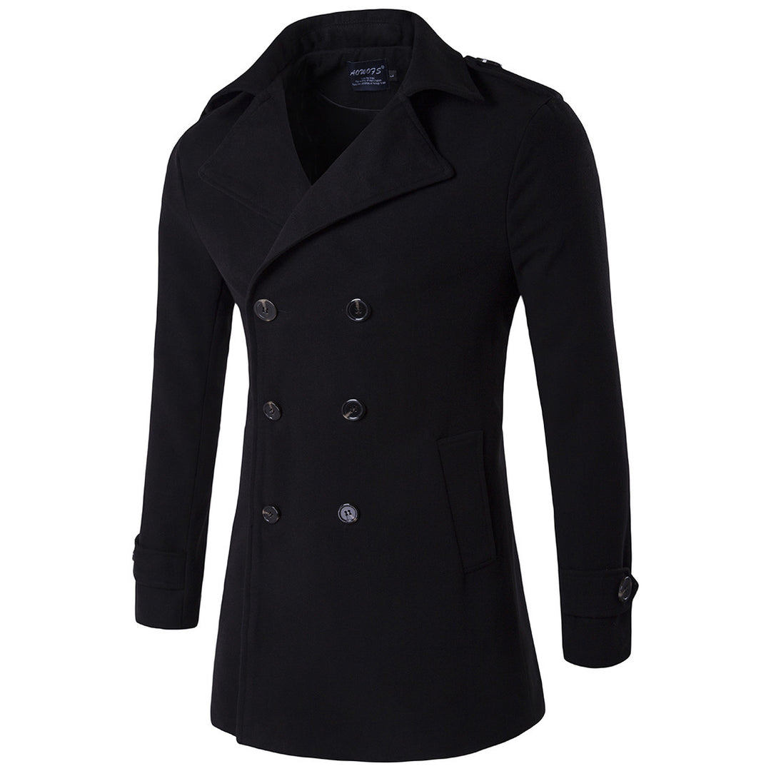 Herren modischer Trenchcoat mit doppelter Knopfleiste und praktischen Taschen EB
